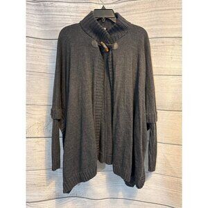 Halogen Wool Poncho Cape Sweater With Toggle Closure O/S